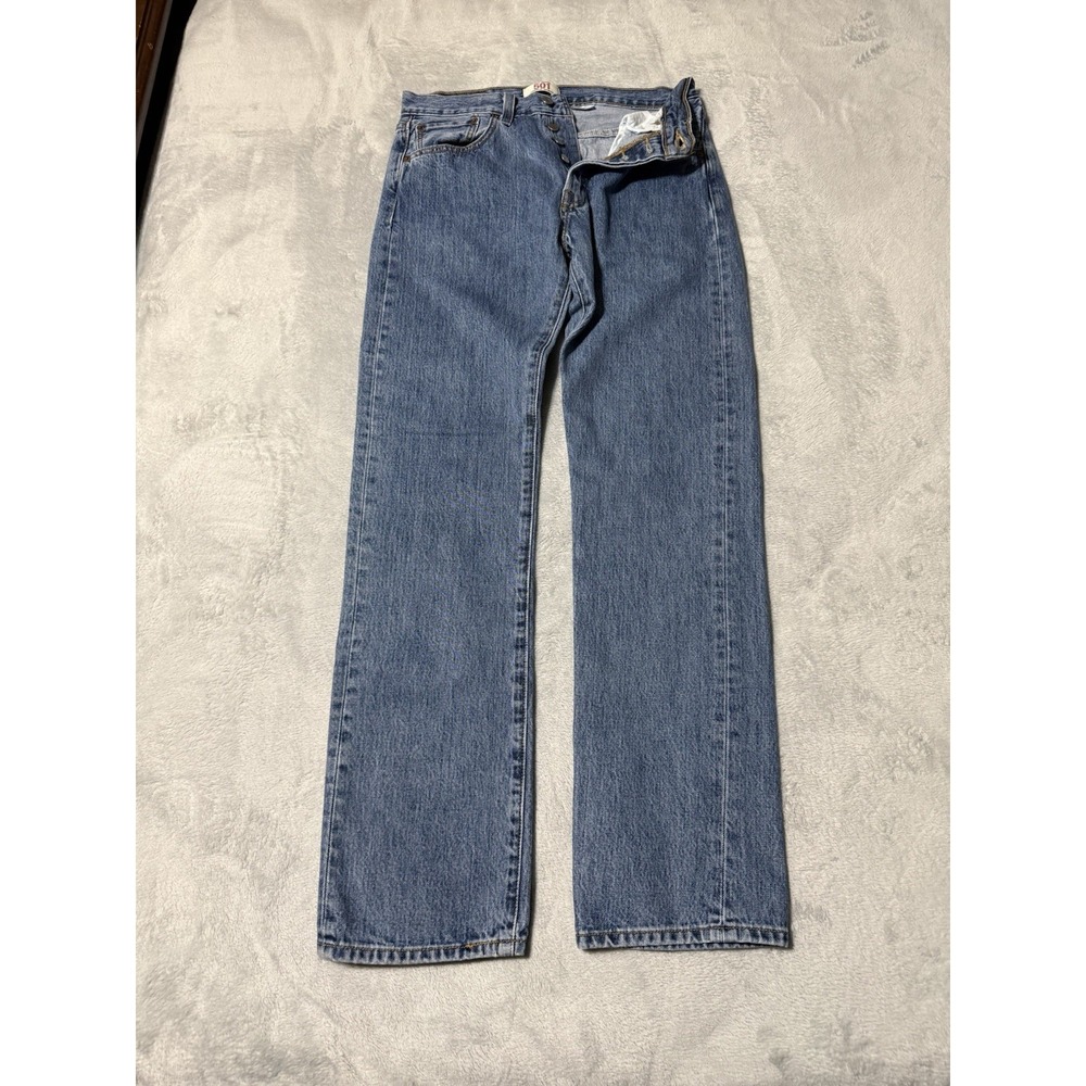 Levis 501 Jeans Mens 29x32 Blue Straight Button Fly Mid Rise Medium Wash Denim